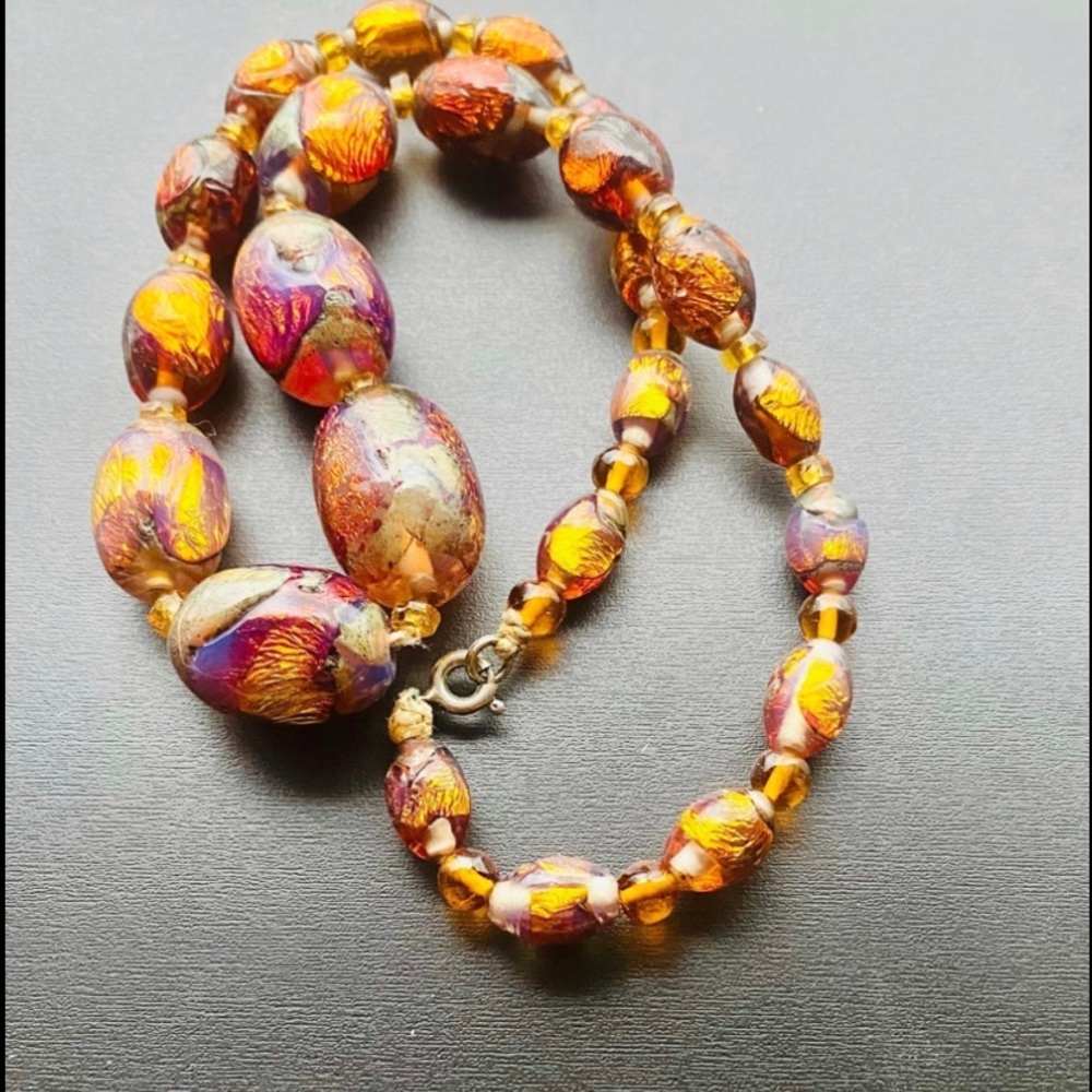 Antique Murano Glass Beads Necklace View 2